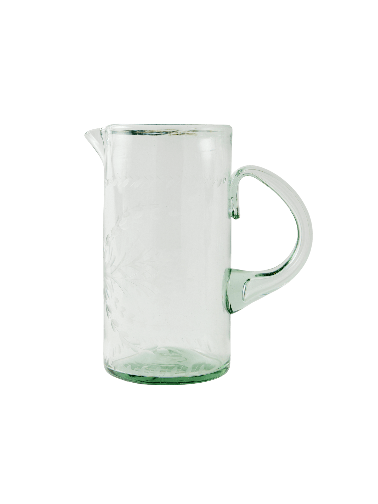 Hand-Etched Glass Pitcher