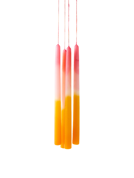 Casa Viviana Hand-Dipped Taper Candles – Pink + Yellow (Set of 2)