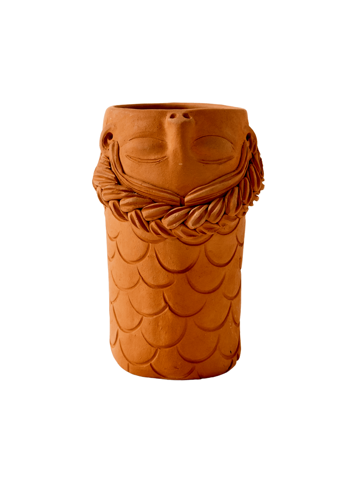 Florero Teresita de Boca con Textura – Hand-Sculpted Barro Rojo Vase