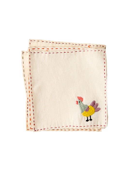 Portavasos Animalia – Set of 6 Hand-Embroidered Cotton Coasters from Chiapas