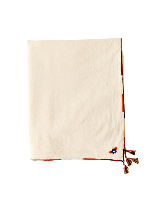 Textile Mica en el Jardín Santiz – Handwoven Embroidered Cotton Textile from Chiapas