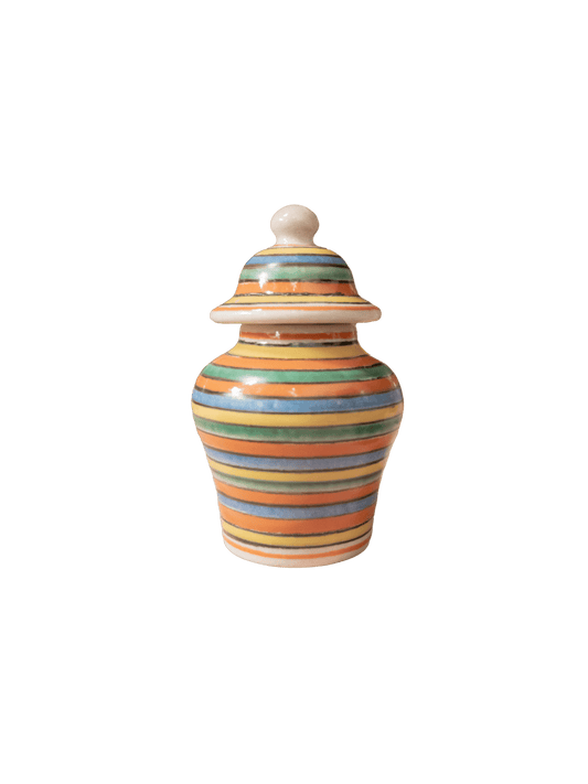 Talavera Striped Jar with Lid