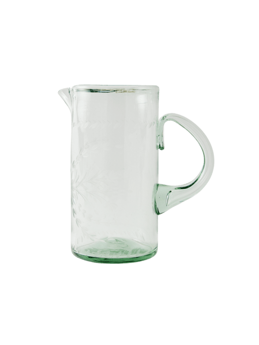 Hand-Etched Glass Pitcher